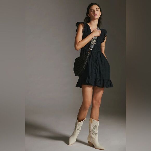 Anthropologie The Peregrine Mini Dress size XS Black - Picture 4 of 11